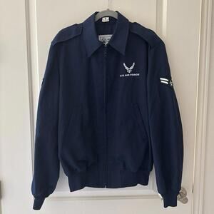 US Air Force Jacket Mens 44L Blue Full Zip Bomber DSCP Wings Collection